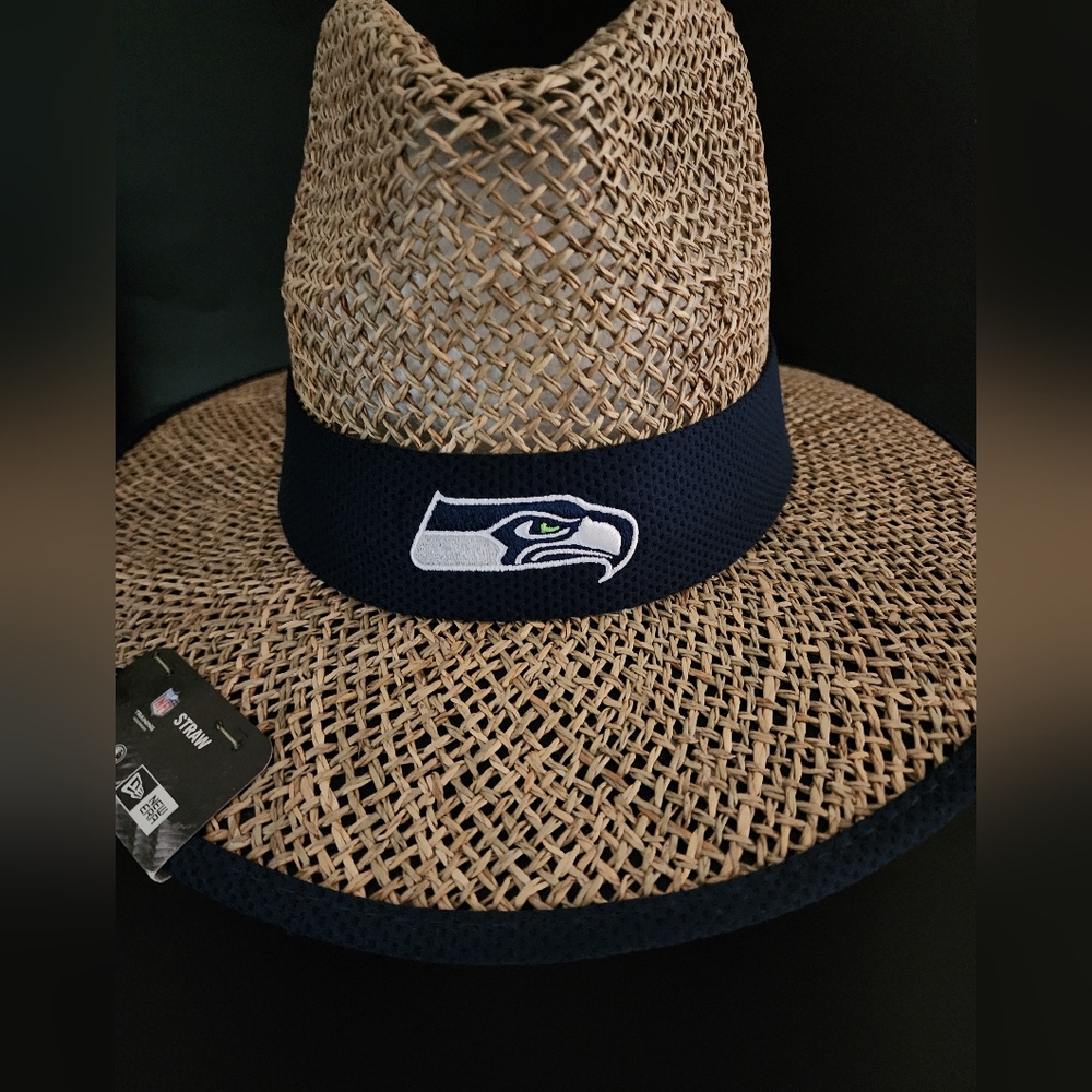 Seattle Seahawks New Era NFL Straw Hat One Size Beige/Blue